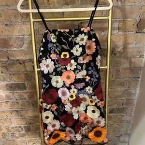 Storia 3D Floral Appliqué Mini Dress Multicolor Spring Party NWT